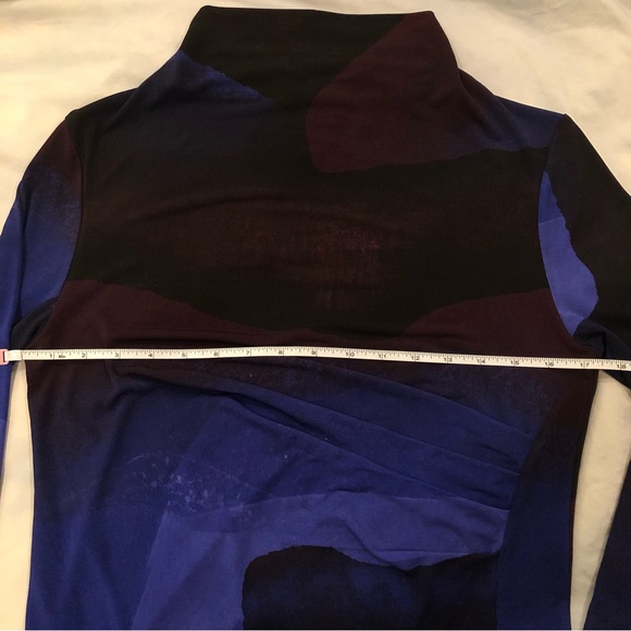 Clara Sun Woo Draped Neck Side Ruched Top - Purple Watercolor size XS - Picture 7 of 9